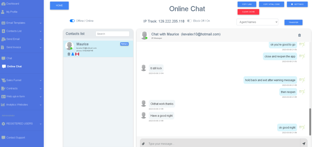 online chat for website